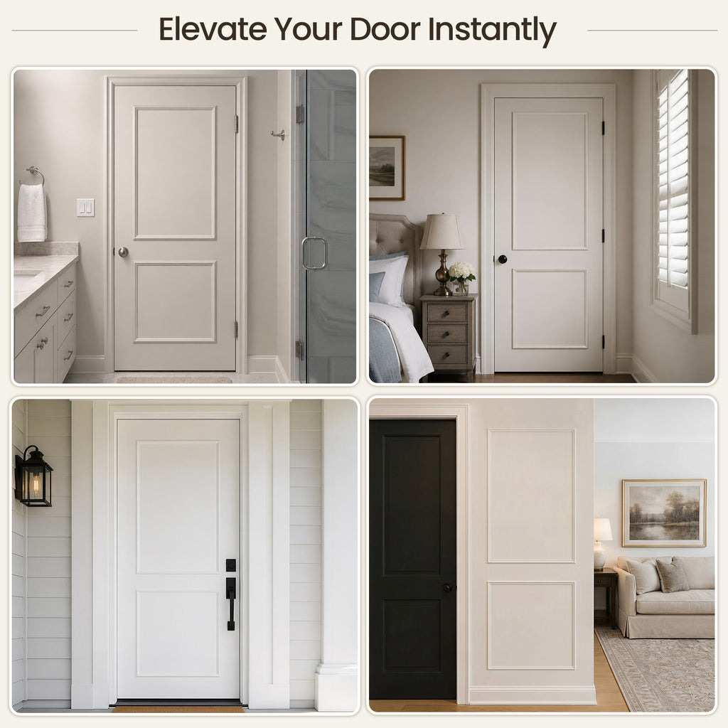 Peel and Stick Door Molding Trim Kit, Pre-Cut & Paintable Accent Trim for 28"–36" Flat Doors