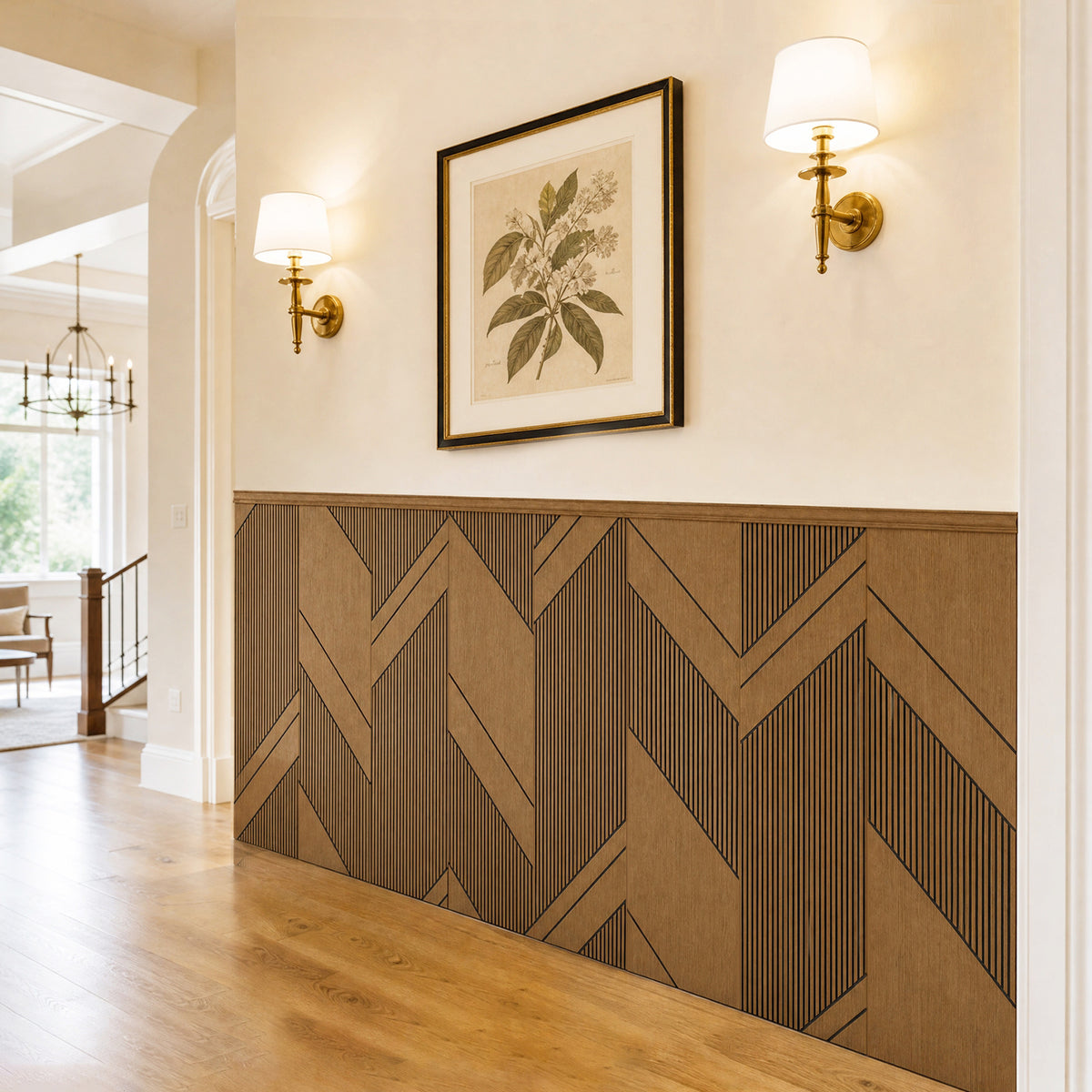 3D Geometric Wainscoting Kit (8-Pack) - DIY Wall Panels with Edge Trim