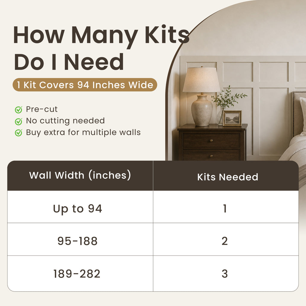Pre-Cut Board and Batten Wall Kit | Paintable Half Wall Wainscoting | DIY Farmhouse Accent Wall Trim
