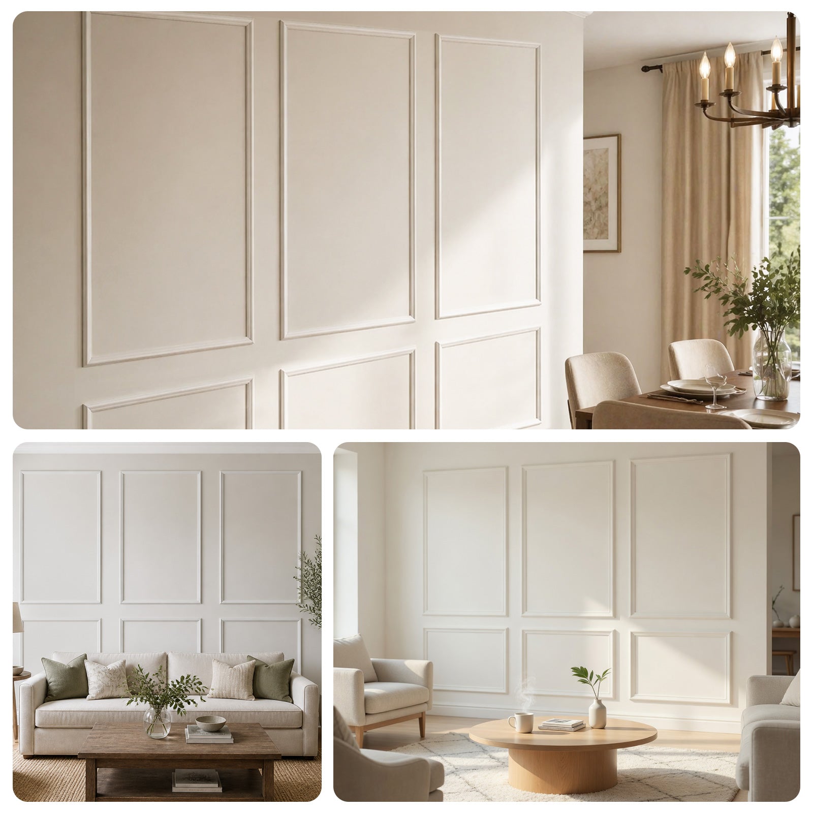Pre-Cut Peel & Stick Wall Molding Kit for 12ft Accent Wall (Set of 6)