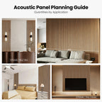 Acoustic Wood Slat Wall Panels, 4-Pack Walnut Finish, Noise Reduction for Home Office Studio