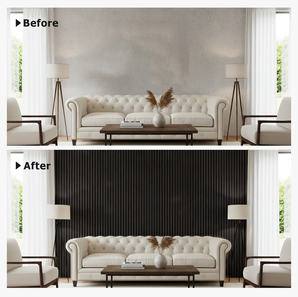 Matte Black Acoustic Wall Panels 47.2" x 23.6" Noise Reduction (4-Pack) | Easy Installation, Sound-Absorbing for Home & Office