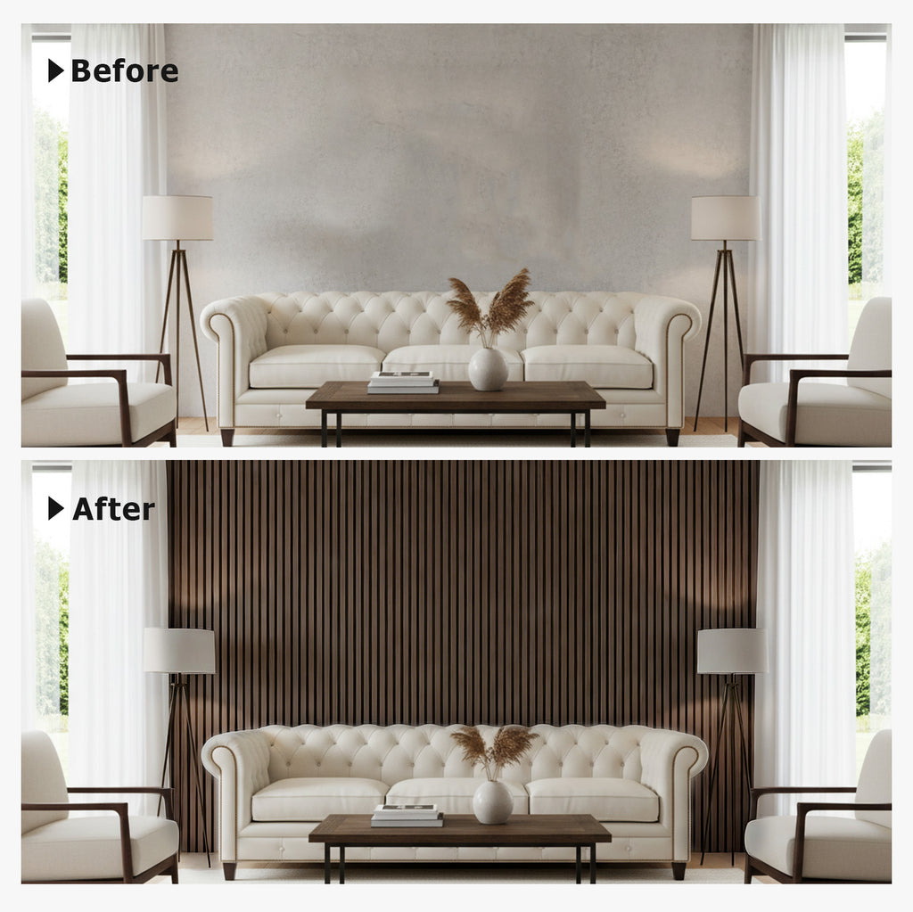 4 Pack Dark Walnut Acoustic Wall Panels 47.2"x23.6" Sound Absorbing Wall Decor
