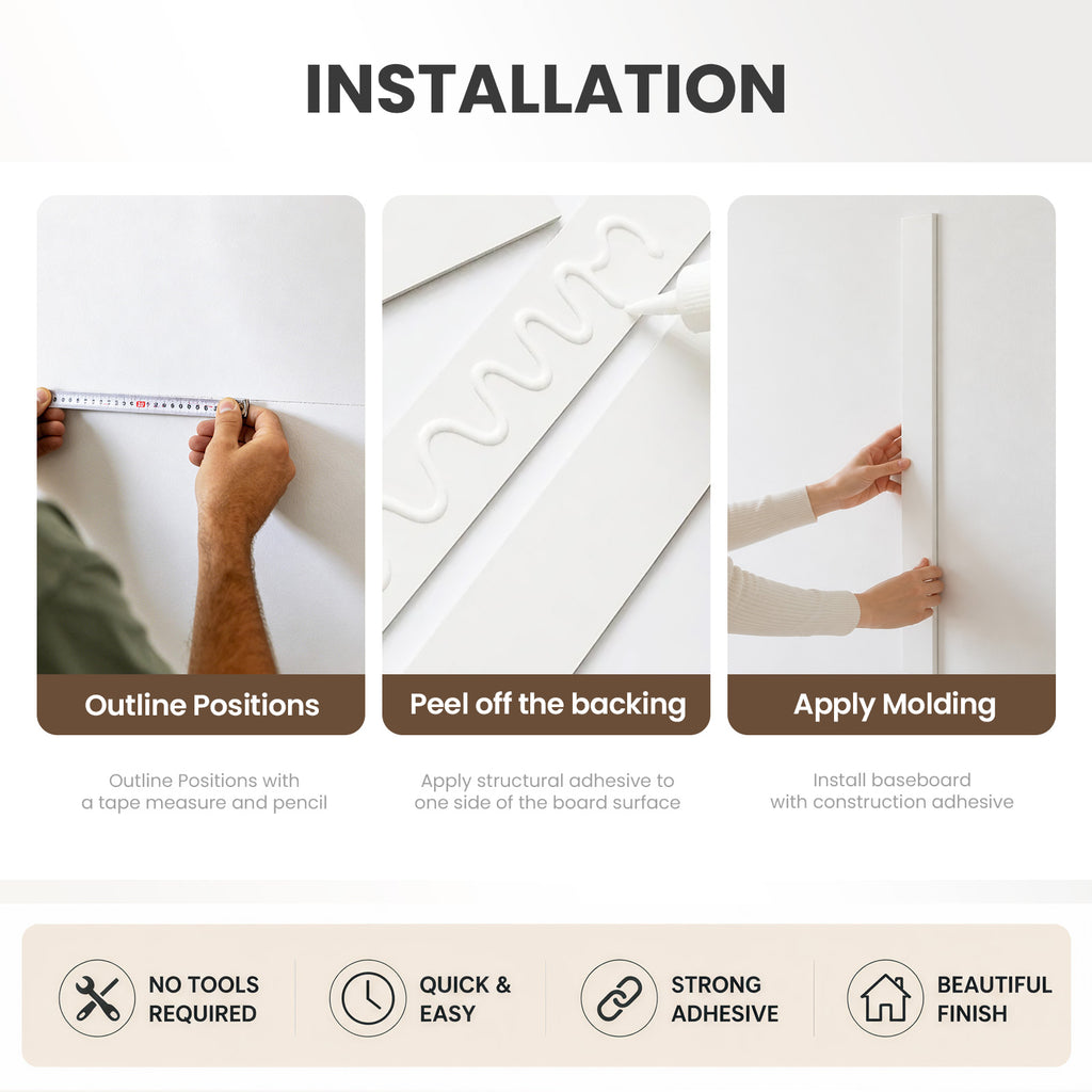 Pre-Cut Board and Batten Wall Kit | Paintable Half Wall Wainscoting | DIY Farmhouse Accent Wall Trim