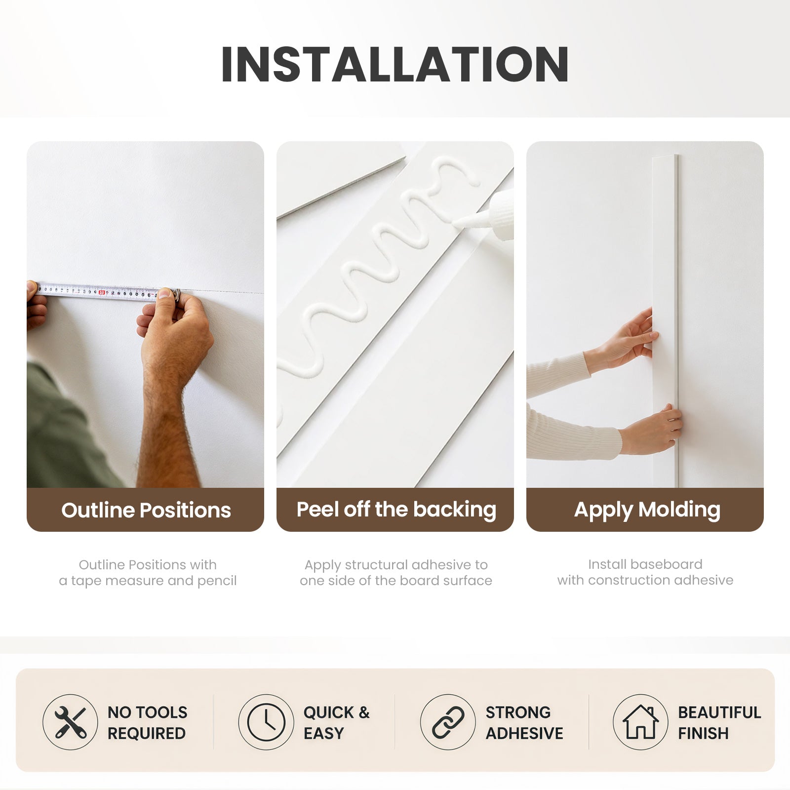 Pre-Cut Board and Batten Wall Kit | Paintable Half Wall Wainscoting | DIY Farmhouse Accent Wall Trim