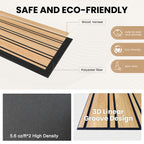 4 Pack 3D Fluted Acoustic Wall Panels, Natural Wood Grain Soundproof Wall Decor, 47.2" x 23.6"