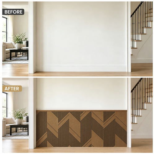 3D Geometric Wainscoting Kit (8-Pack) - DIY Wall Panels with Edge Trim