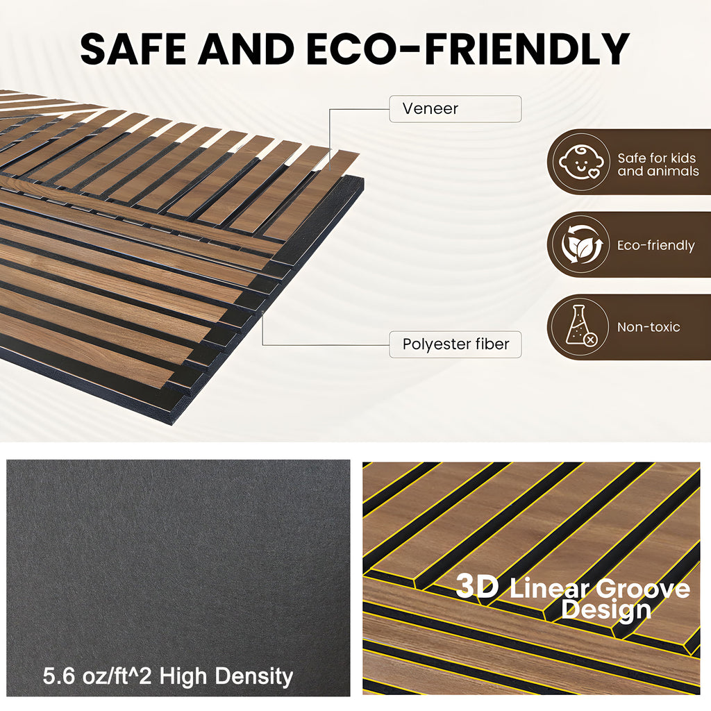3D Wood Veneer Sound Absorbing Panels for Studio Office Home, 60×60cm 6 Pack