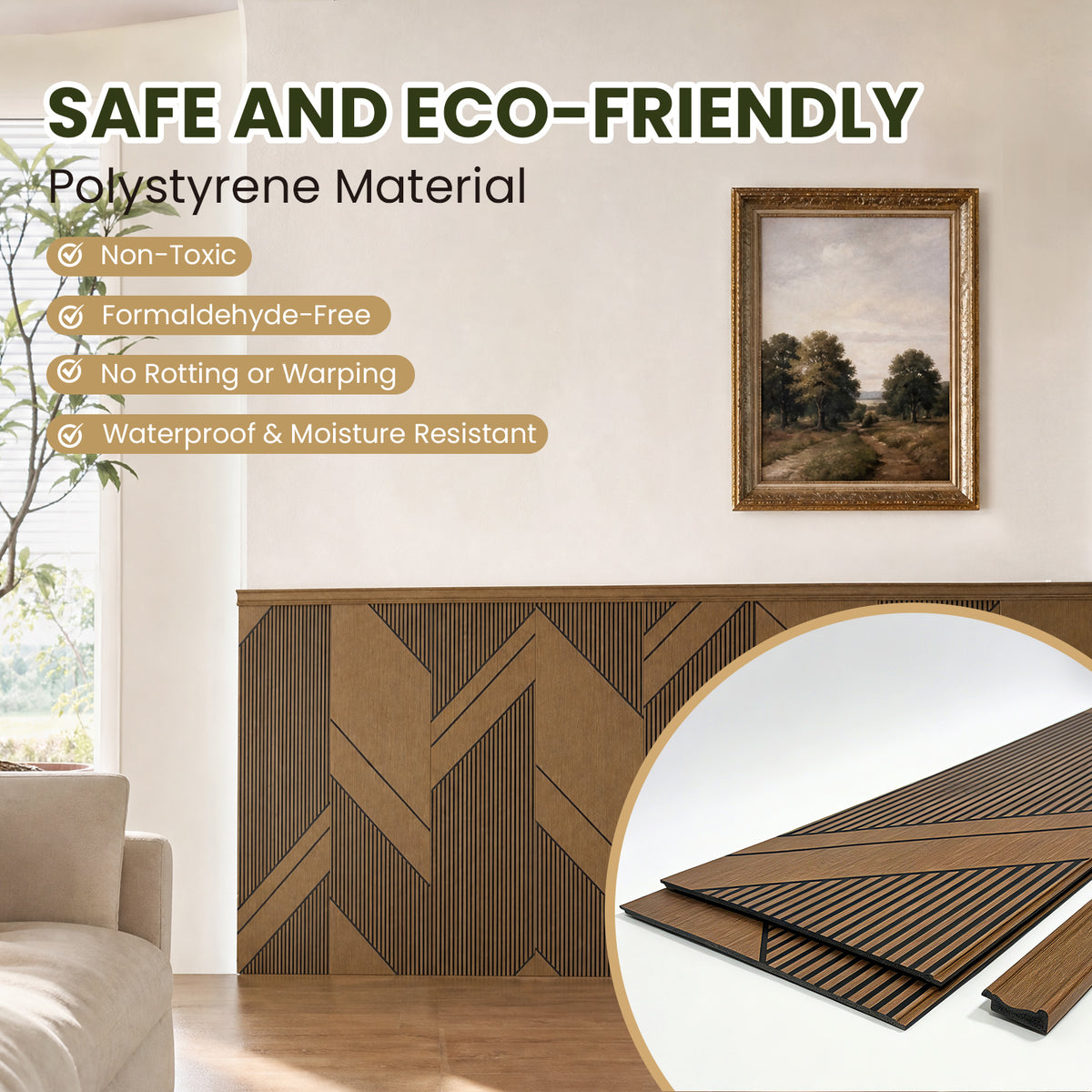 3D Geometric Wainscoting Kit (8-Pack) - DIY Wall Panels with Edge Trim