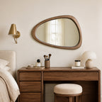 Organic Asymmetrical Solid Wood Wall Mirror in Warm Walnut Finish (30" x 20")