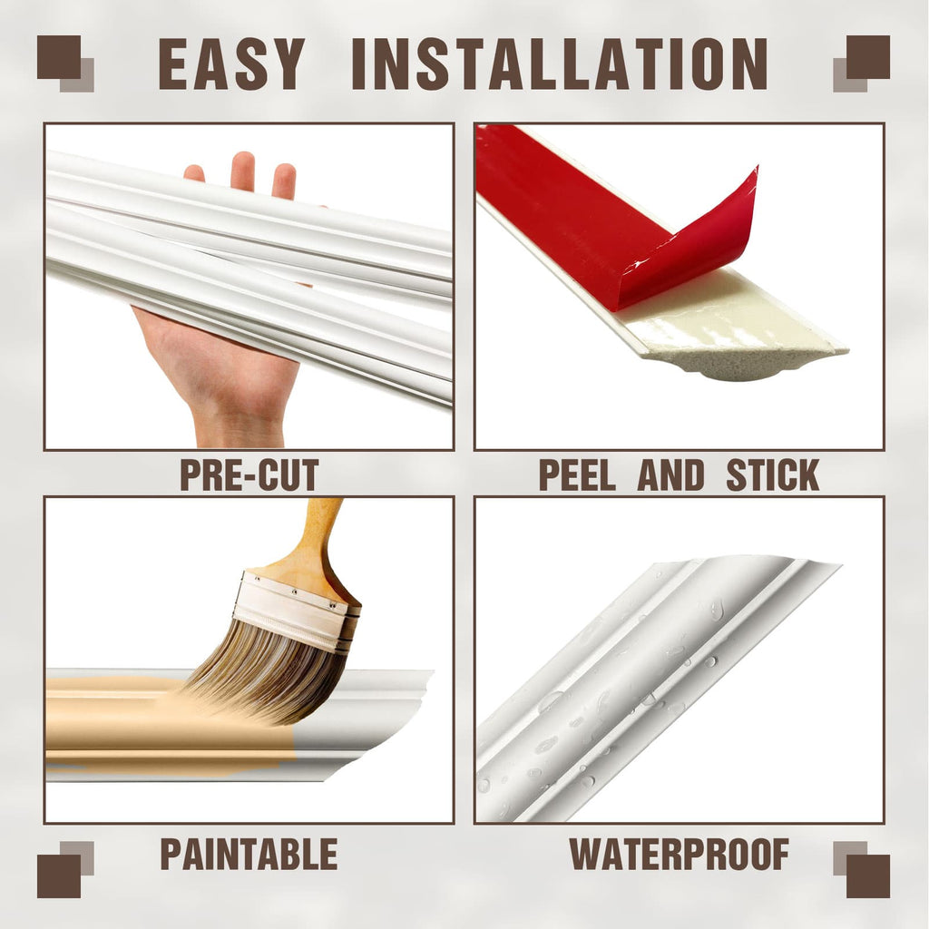 Pre-Cut Wall Molding Kit, Self Adhesive Wall Trim