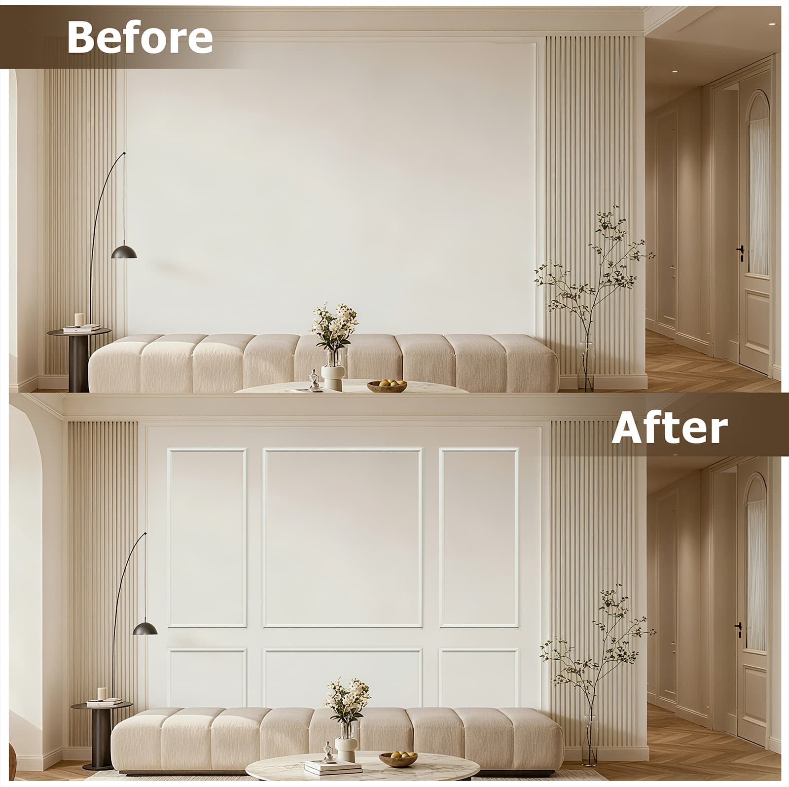 Peel and Stick Wall Molding Kit, Ready to Assemble Wall Trim