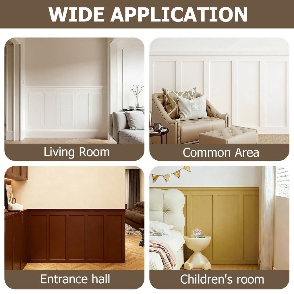 Board and Batten Wall Molding Kit, Paintable Wainscoting Panels