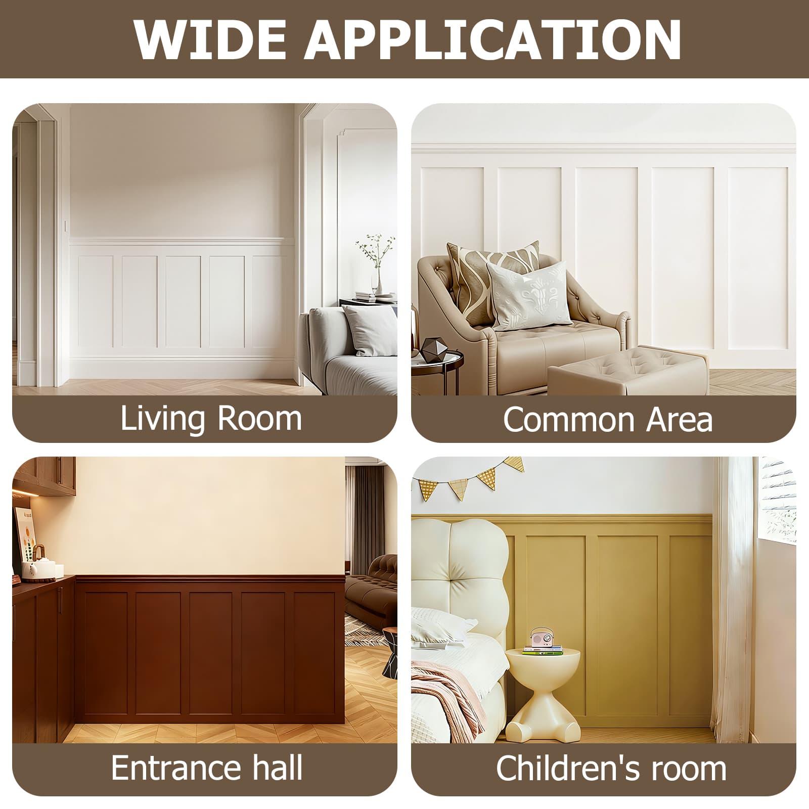Board and Batten Wall Molding Kit, Paintable Wainscoting Panels
