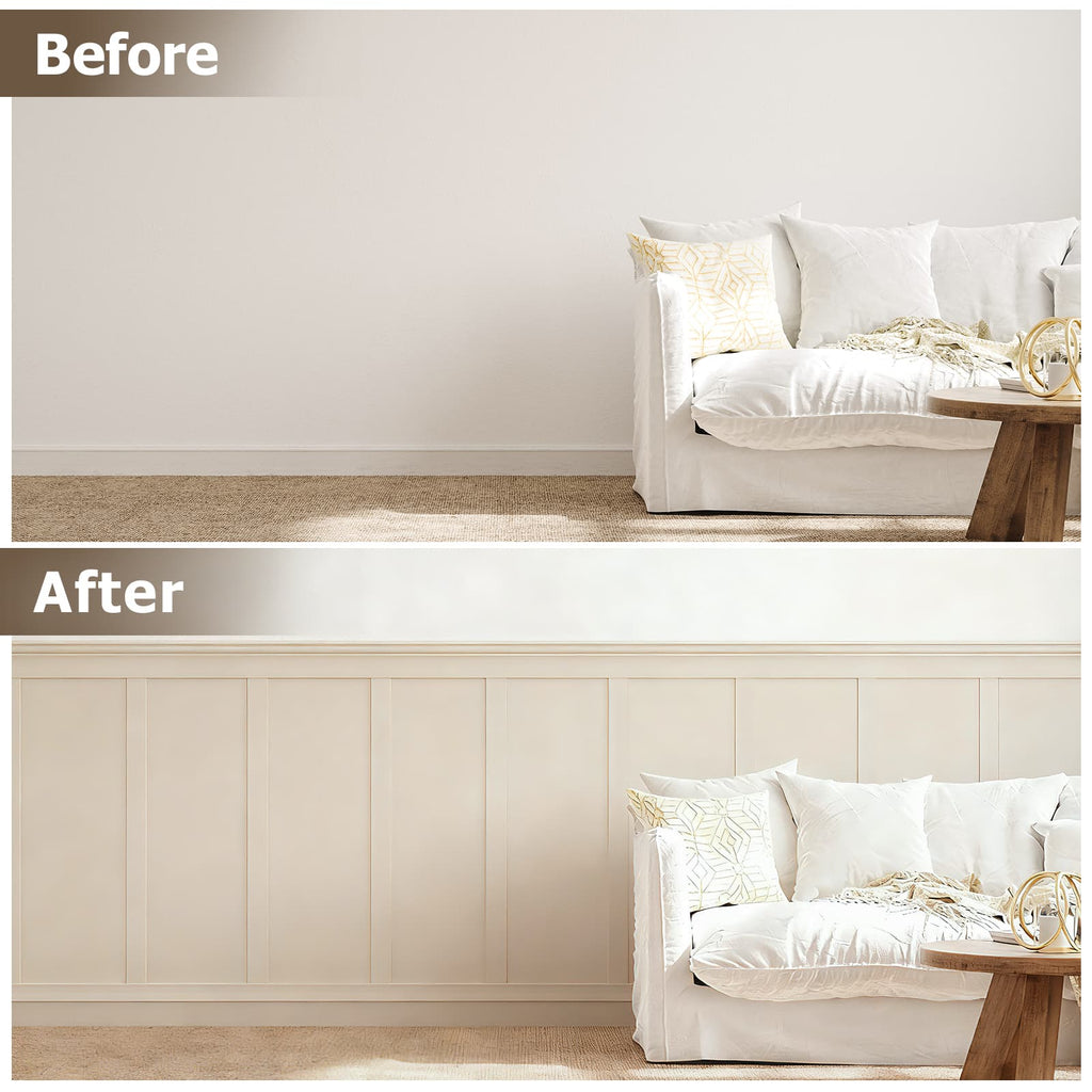 Board and Batten Wall Molding Kit, Paintable Wainscoting Panels