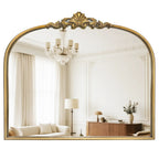 Vintage Gold Wall Mirror 36" x 30" Antique Ornate Crest