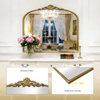 Vintage Gold Wall Mirror 36" x 30" Antique Ornate Crest